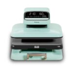 reon marketing   mint green compact digital kitchen scale with a large flat weighing platform and integrated display on top housing